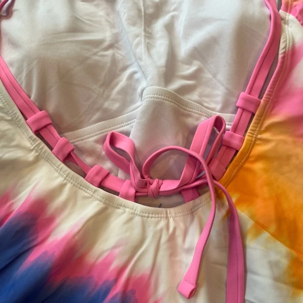 New NWT Decree Multicolor‎ Tie Dye Swimsuit One-Piece Swim Style Plus Size 1X
